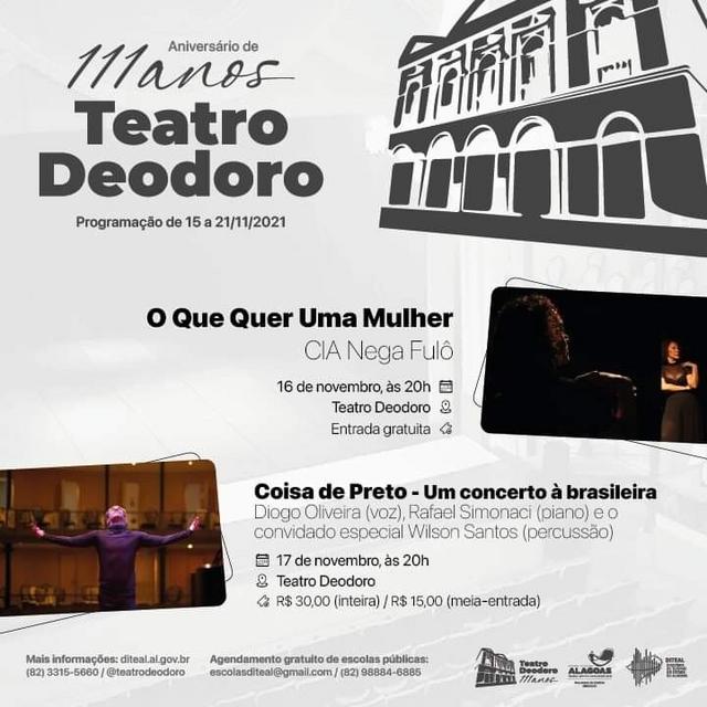 Aniversário de 111 anos do Teatro Deodoro – Quarta