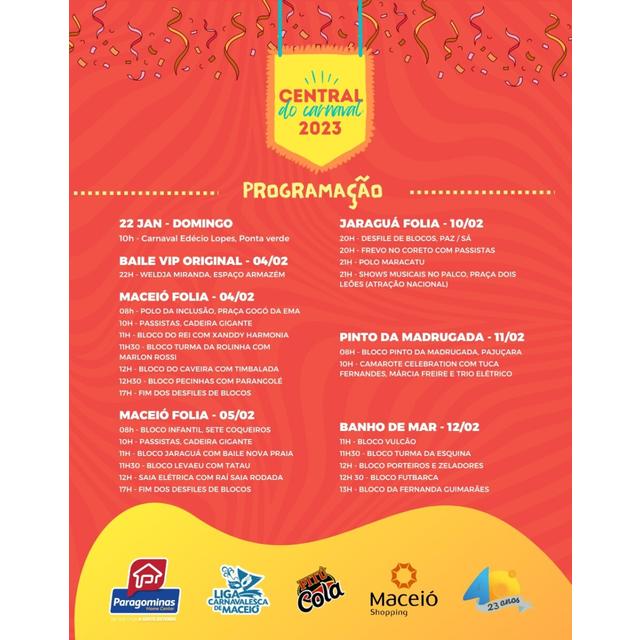 Programação Prévias  e Carnaval de Maceió