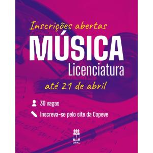 Ufal abre inscrições para ingresso no curso de licenciatura em Música