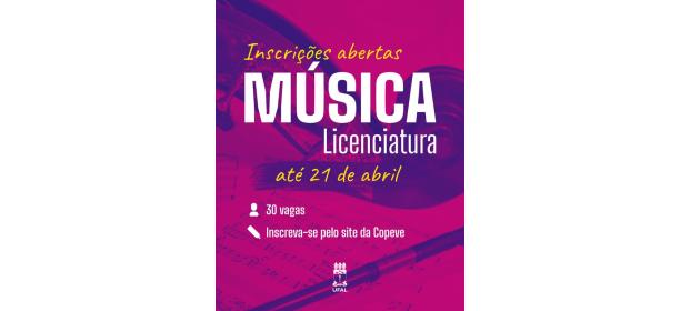 Ufal abre inscrições para ingresso no curso de licenciatura em Música