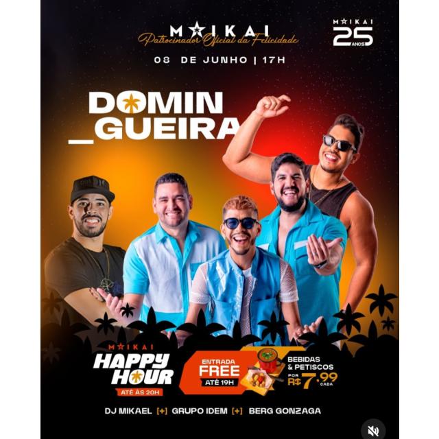 Domingueira no Maikai com muita música e happy hour