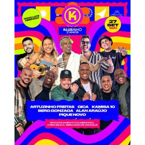 Klubinho lança compra antecipada de bebidas, com preços especiais, para show de Gica, Kamisa 10 e Pique Novo