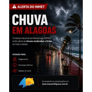 Chuva volta a Alagoas com alerta do INMET