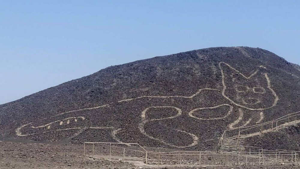 Gigantesco gato desenhado no deserto de Nazca tem mais de 2.000 anos