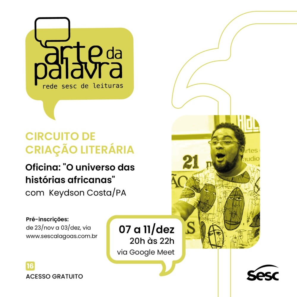 Sesc Alagoas abre inscrição para a última oficina do Arte da Palavra