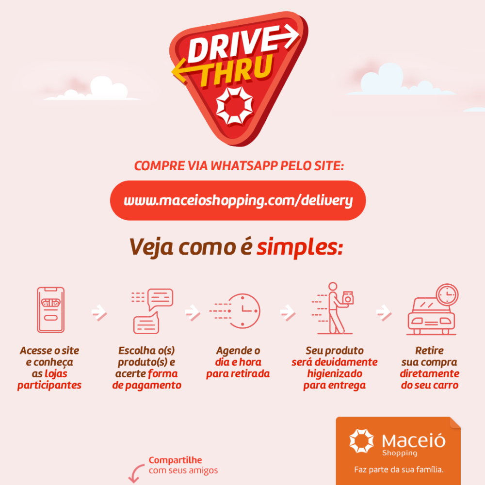 Maceió Shopping tem atendimento on-line   e entrega em drive-thru no estacionamento
