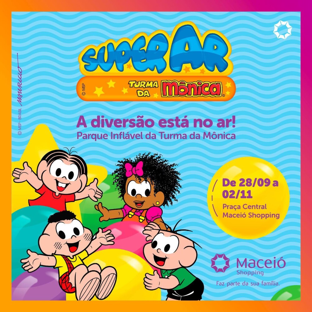 Maceió Shopping  promove encontro com personagens da Turma da Mônica