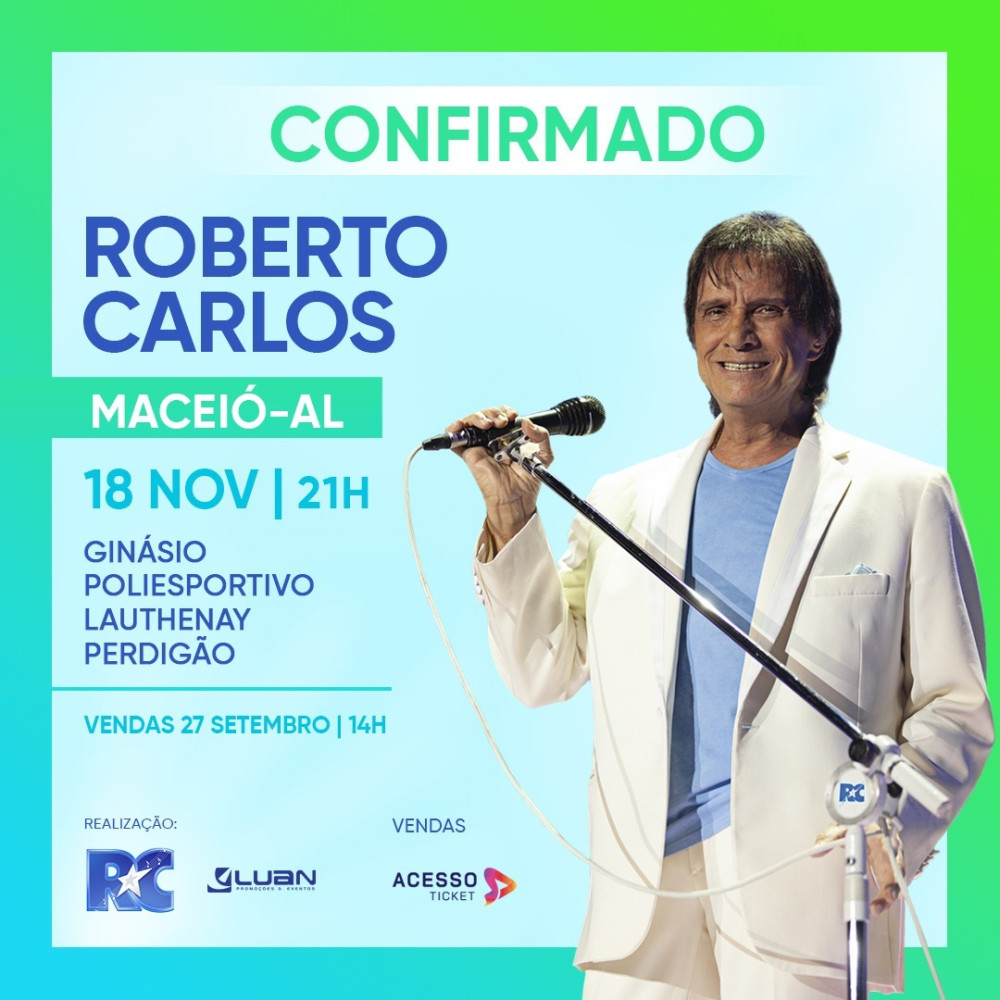 Rei Roberto Carlos se apresentará em Maceió no próximo sábado (18)