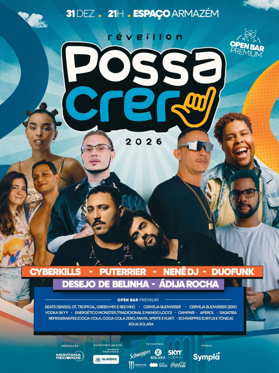 Réveillon Possa Crer 2026: quarta edição da festa terá Open Bar Premium e 10 horas de duração
