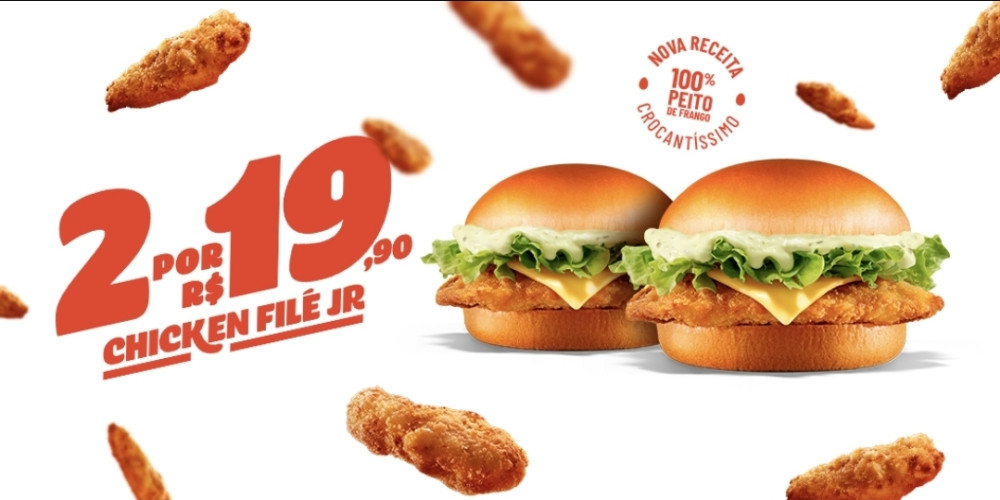 Bob’s aposta na força do frango e lança Dupla Chicken Filé Jr por R$ 19,90
