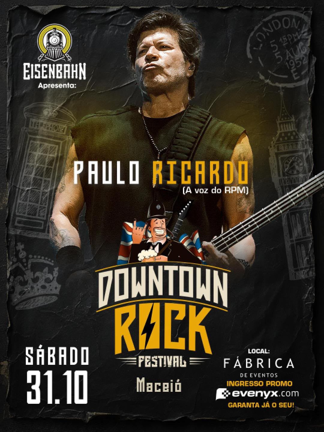 Downtown Rock Festival reúne Paulo Ricardo e grandes nomes do rock em Maceió